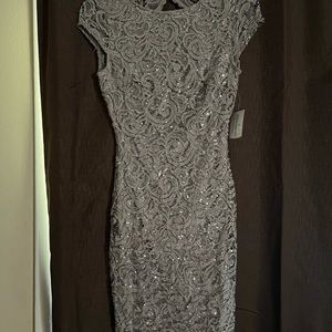 Silver/ Gray sequin short dress open back